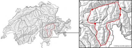 2 Pässe Fahrt Graubünden, Karte