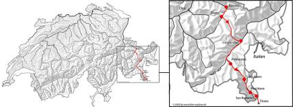 Karte Via Valtellina, komplett, ohne Schruns