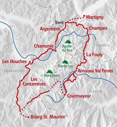 Karte: Tour du Mont Blanc