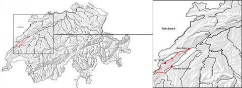Top of Jura - Neuchâtel - Yverdon, Karte