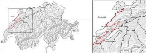Top of Jura, St-Ursanne - Yverdon, Karte